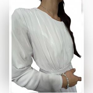 Elegant White Pleated Maxi Dress